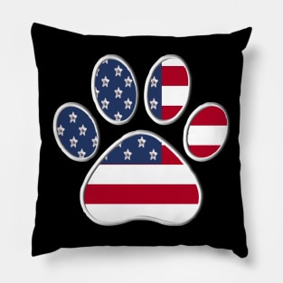 Paw With American Flag Pillow