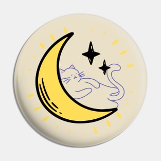 Cute cat sleep on the moon aesthetic illustration Pin