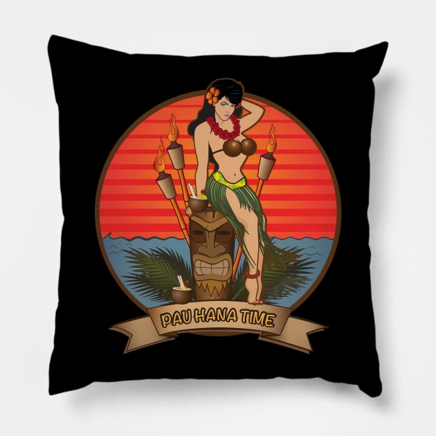 Hula Girl Pau Hana Time Pillow by PauHanaDesign