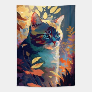 Cat Animal Portrait Painting Wildlife Outdoors Adventure Tapestry
