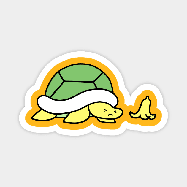 Angry Banana Peel Turtle Magnet by saradaboru