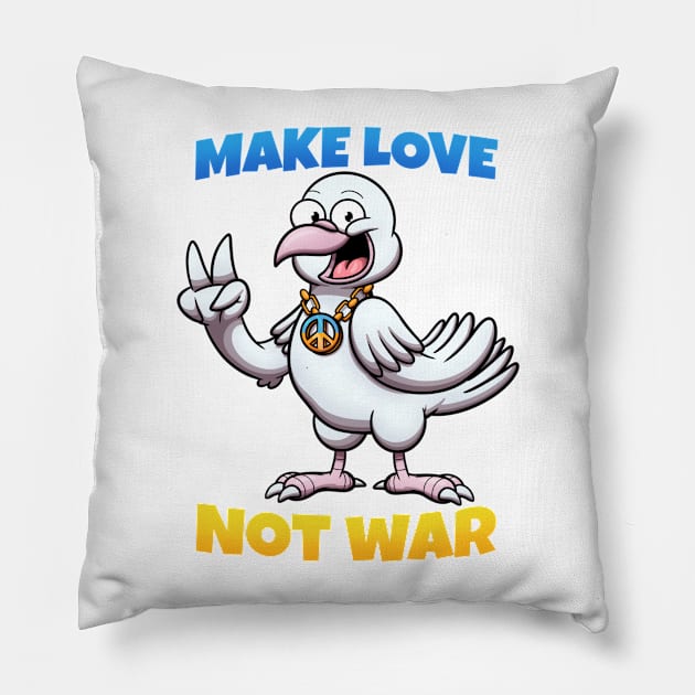 Cute Peace Dove - Make Love Not War Pillow by TheMaskedTooner