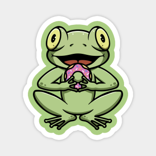 Cute Frog Eating Donut Magnet