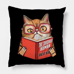 Geek cat with book Pillow