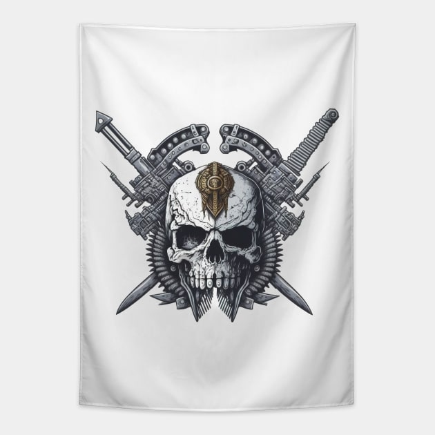 skull cyberpunk Tapestry by Alekxemko