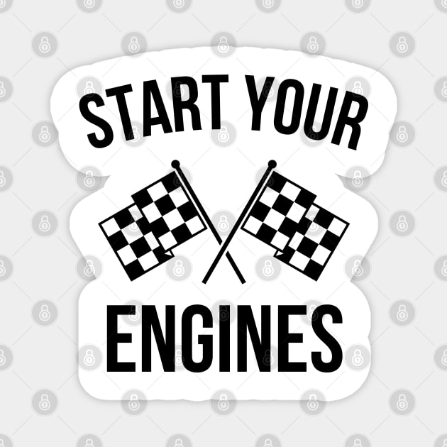 Start your Engines Race Flags Magnet by Vooble