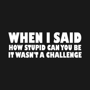 when i said how stupid can you be it wasn't a challenge T-Shirt