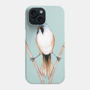 Bearded reedling pencil drawing Phone Case