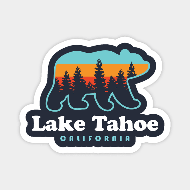 Lake Tahoe California Bear Retro Vintage Magnet by PodDesignShop