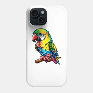 Cute happy macaw parrot yellow, green and blue Phone Case