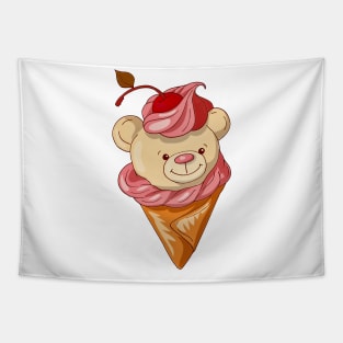 Bear in Ice cream Cone Tapestry