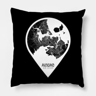 Auckland, New Zealand City Map - Travel Pin Pillow