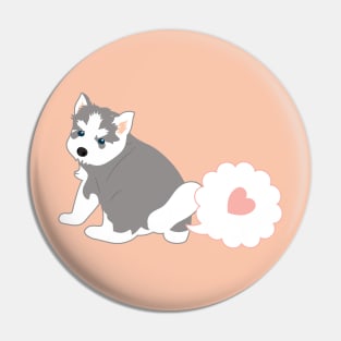 Farting Siberian Husky Puppy Pin