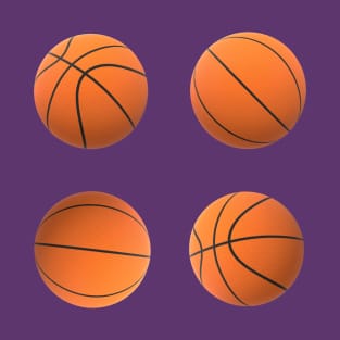 Basketball Lovers Basketballs Pattern for Fans and Players (Purple Background) T-Shirt