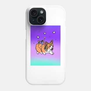 Magical Corgi running with fairies on his back Phone Case