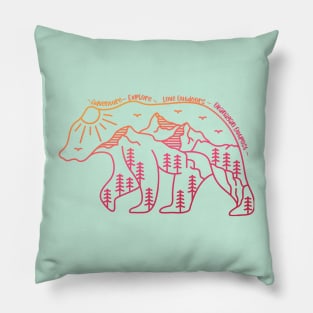 Bear and Mountain Adeventure Pillow