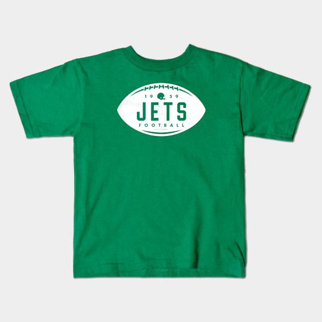 deadmansupplyco Vintage Football Shape - New York Jets (White Jets Wordmark) Kids T-Shirt