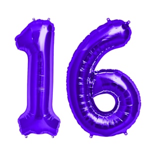 Purple 16th Birthday Metallic Helium Balloons Numbers T-Shirt