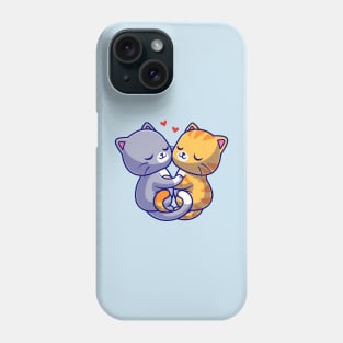 Cute Couple Cat Hug Love Cartoon Phone Case