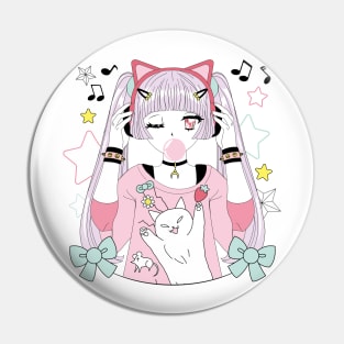 Anime style girl color pink Pin