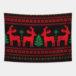Traditional, Deer with trees Merry Christmas Cool and Funny Gift Design Tapestry