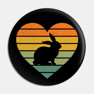 I Love Rabbits Retro Heart Rabbit Fan Rabbit Pin