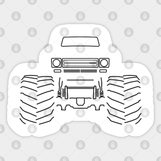 Monster truck IH Scout black outline graphic - Monster Truck - Sticker