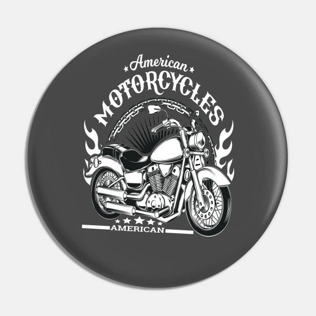 American Motorcycle Biker Style Pin by JeffDesign