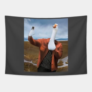 Human Duck Taking A Selfie Oil Painting Tapestry