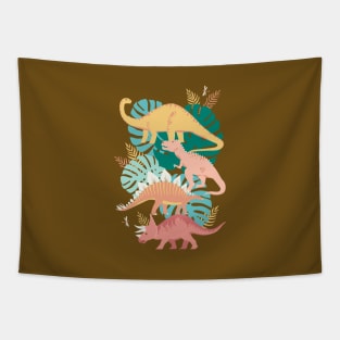 Jungle Dinosaurs on Gold Tapestry