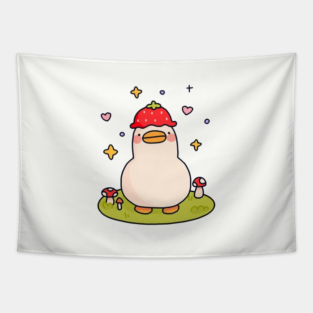 Strawberry Duck Tapestry by maiadrawss