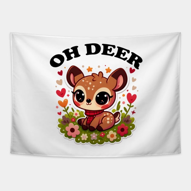 Cute Deer Oh Deer Tapestry by dinokate