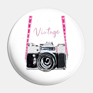 Vintage pink camera Pin