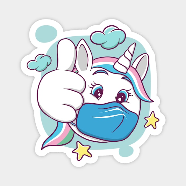 facial expression illustration (wearing a mask is ok) unicorn character Magnet by ReasArt