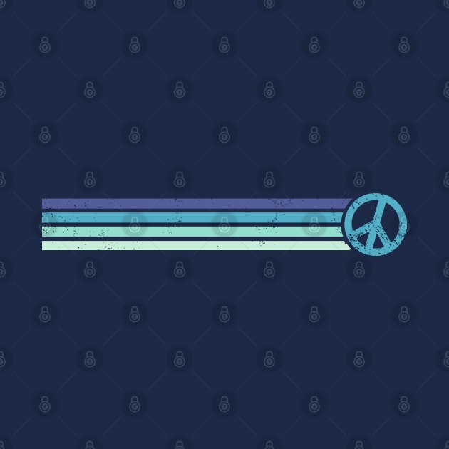 RETRO PEACE STRIPES - Vintage Blue by Jitterfly