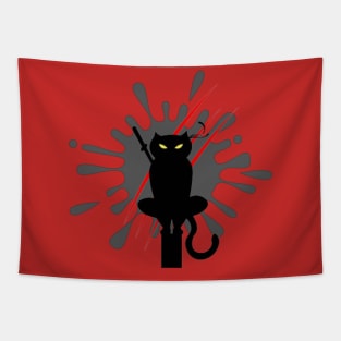 Ninja Cat Splash Tapestry