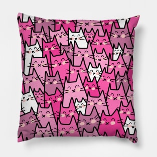 Cat Party - Pink Purple Pillow