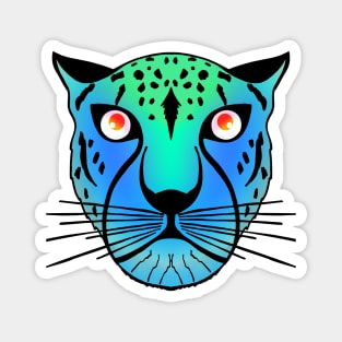 Neon Blue and Green Leopard Magnet