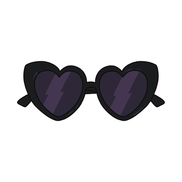 black heart shaped sunglasses aesthetic dollette coquette by maoudraw