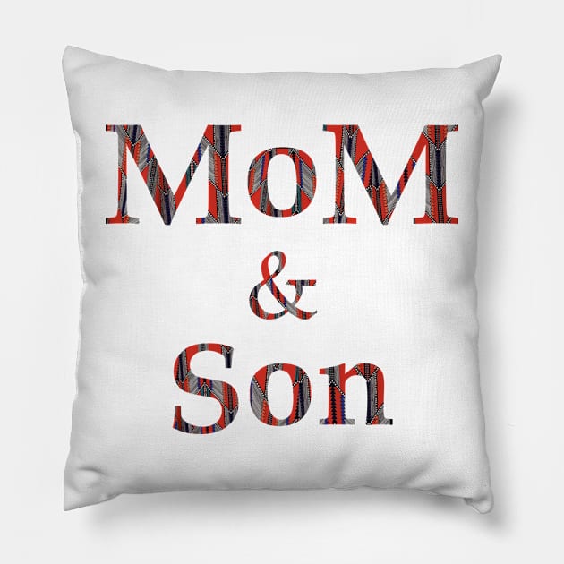 Mon and son in wax fabric Pillow by AudreyJanvier