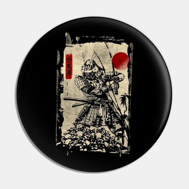 Vintage Samurai Fighter Bushido Code Japanese Manga Pin by RK Design