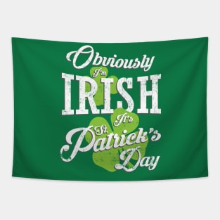 Obviously I'm Irish, St Patricks Day Party Retro Design Tapestry