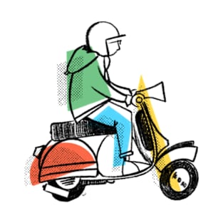 Retro Scooter, Classic Scooter, Scooterist, Scootering, Scooter Rider, Mod Art T-Shirt