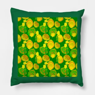 Daffodils and eggs green Pillow