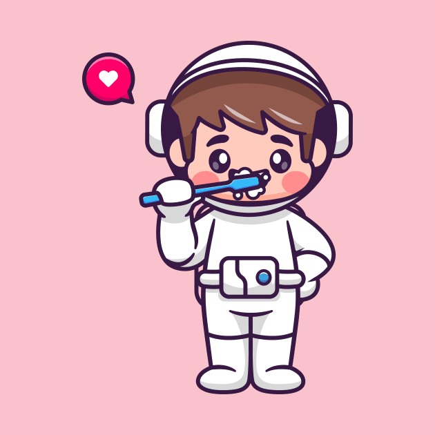 Cute Boy Astronaut Brush Teeth Cartoon by Catalyst Labs