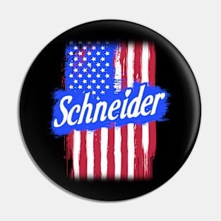 American Flag Schneider Family Gift For Men Women, Surname Last Name Pin