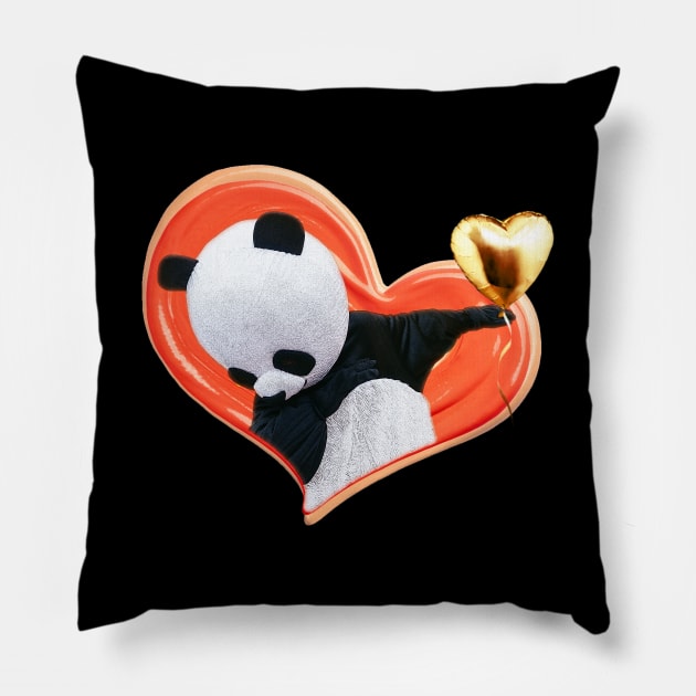 Dabbing Panda With A Heart Sweatshirt Pillow by NurseSoCare