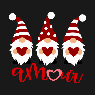 Amour with Love Gnomes for Valentine's Day Couples T-Shirt