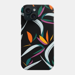 Exotic colorful bird of paradise flowers pattern Phone Case