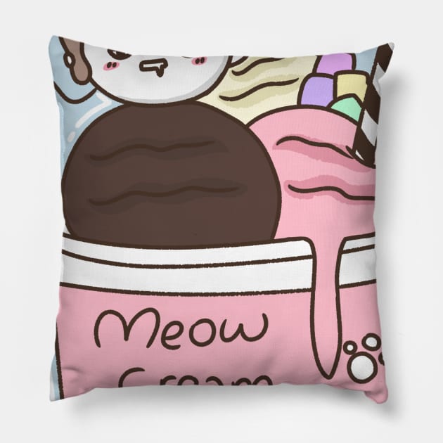 Meow cream Pillow by MPArt